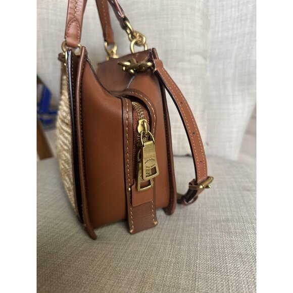 Coach Dreamer 21 Raffia Brown Natural Leather Straw w/Removable Crossbosy Straps - Picture 7 of 15